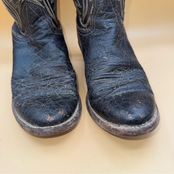 Vintage Nocona Black Leather Cowboy Boots, Preowned, Men’s 9.5 B, GUC - Picture 6 of 16
